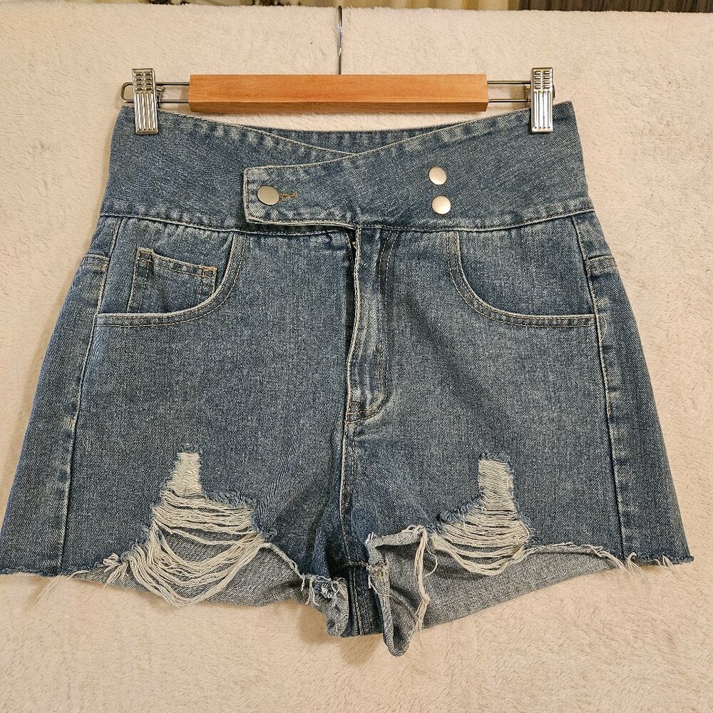 Cloud Ten Distressed Denim Jean Shorts - Size S